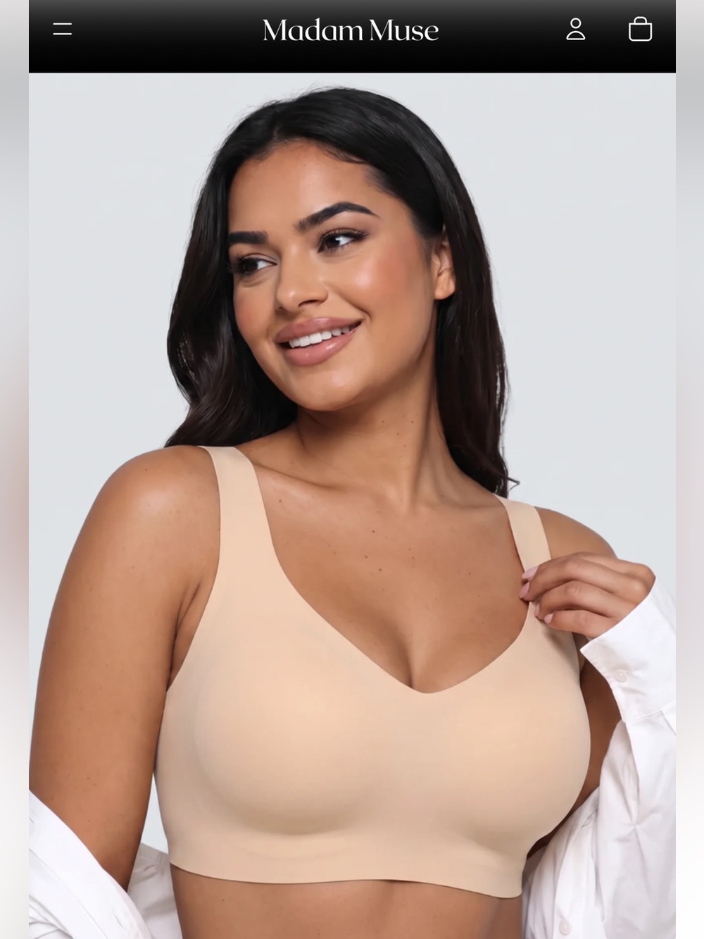 NWT Madam Muse wireless full coverage jelly bra in Nude, size 2XL